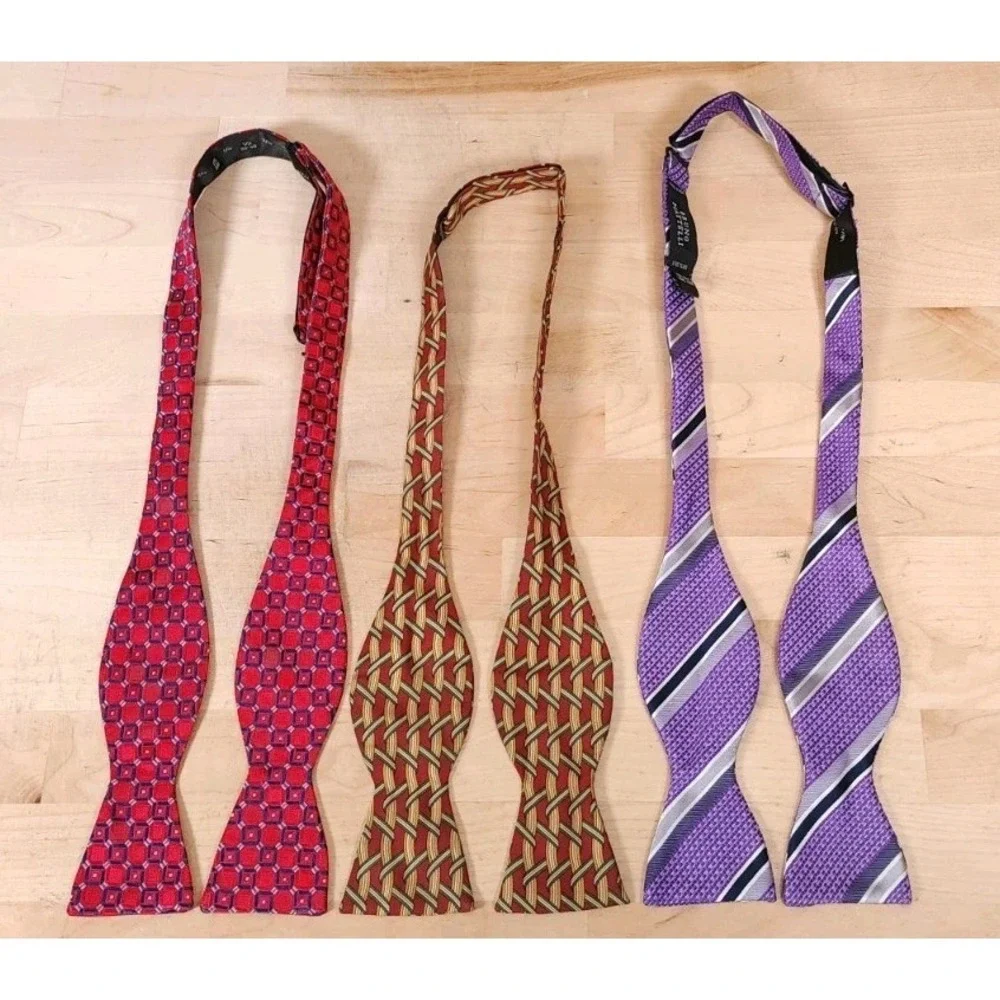 Bow Tie Lot Of 3 Silk Haspel Brooks Brothers Bruno Piatelli Handmade